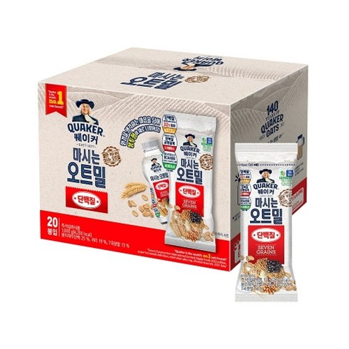 롯데웰푸드 퀘이커 마시는 오트밀 단백질50gX20봉, 50g, 20개