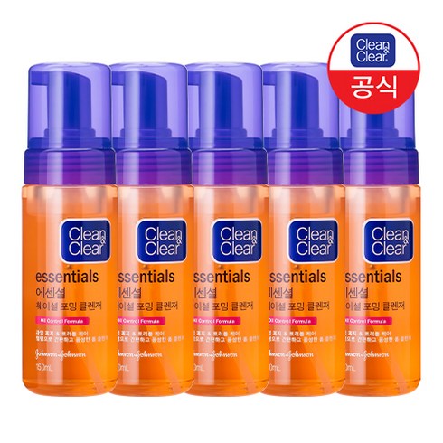 클린앤클리어 에센셜 훼이셜 포밍 클렌저, 150ml, 5개