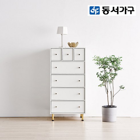 동서가구/착불 네오 600 5단 7칸 깊은 서랍장 DF919962, 화이트