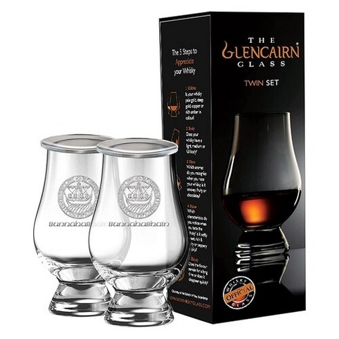 Glencairn 글렌캐런 부나하벤 글라스 위스키잔 200ml 정품 크리스탈 노징 트윈 커버 포함, 1개