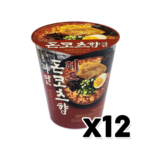 레드 돈코츠향 라멘 매콤한 컵라면 74g x 12개