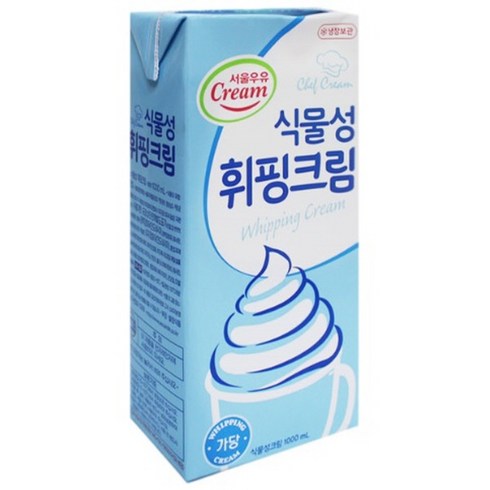 서울우유 식물성 휘핑크림 (아이스박스포함), 1000ml, 6개