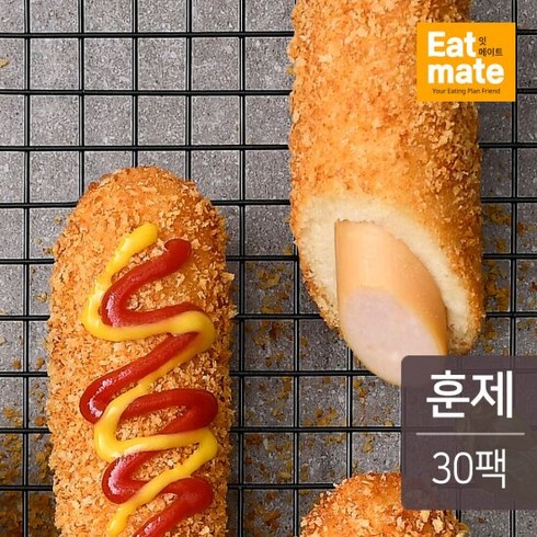 잇메이트크리스피닭가슴살 - [랭킹닭컴] 잇메이트 닭가슴살 크리스피 핫도그 훈제 100gx30팩, 100g, 30개