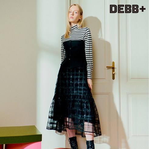 [뎁+] (DEBB+) 23FW 스팽글 튤 벨벳 스커트 1종