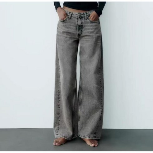 ZARA 여자 와이드핏 청바지 캐주얼 데님팬츠 3Y1007
