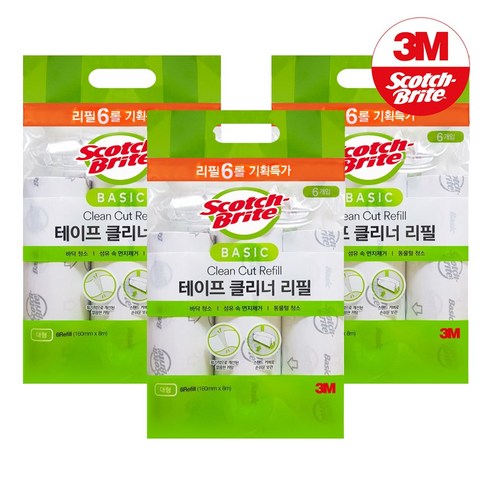 테이프클리너3입 - 3M 테이프 클리너 대형 리필 6개입x3개 총 18개