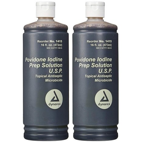 포비돈 요오드 프렙 솔루션 USP 473.2ml(16액량 온스) (2팩), 16.0 Fl Oz (Pack of 2)