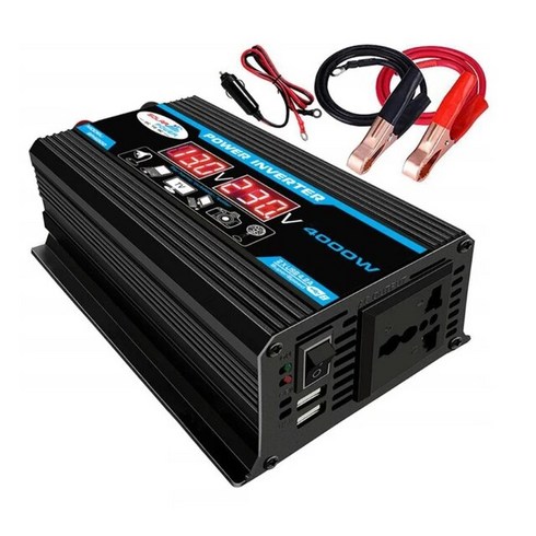 차량용인버터 순수정현파 캠핑용 12V 220/110V용 4000W 자동차 트럭 전원 인버터 충전기 변환기 적응, [01] AC220, 1개