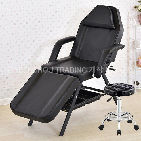 미용 타투샵 베드 접이식 높이조절 타이마사지반영구샵 침대 반영구 속눈썹 마사지, 블랙모던 +바퀴 의자