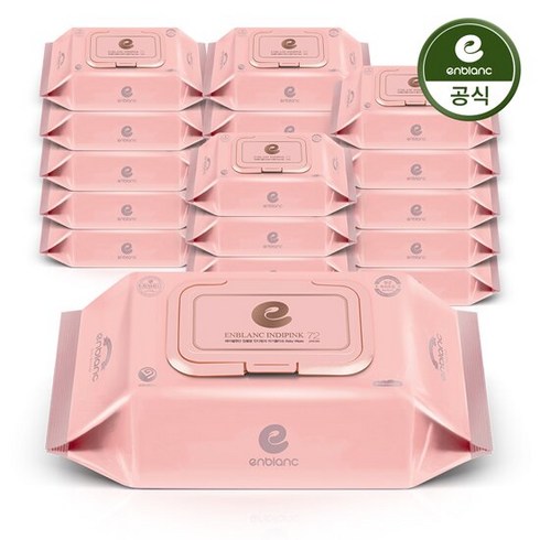 앙블랑 인디핑크 아기물티슈 캡형 63gsm, 72개입, 20개