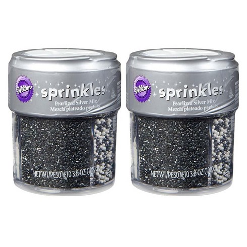 Wilton Pearlized Silver Mix Sprinkles Edible Glitter 윌튼 펄라이즈드 실버 믹스 스프링클 108g 2팩, 1개