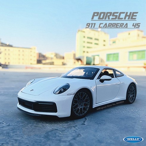 911렌트 - WELLY 1:24 Porsche 911 Carrera 4S (992) 스포츠카 블랙 시뮬레이션 합금 자동차 모델 공예 장식 컬렉션, 1개, 04 Carrera 4S white