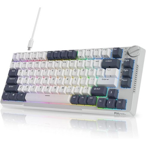 Royal Kludge H81 - RK ROYAL KLUDGE H81 무선 기계식 키보드 75 손잡이 제어 트리플 모드 BT51/24Ghz/USBC 게이밍 개스킷 마운트 RGB 백라이트 3750mAH 배터리 핫 스, Skycyan Switch_White