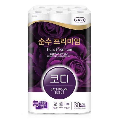 코디 순수 프리미엄 30m x30롤(천연펄프), 30롤, 1팩