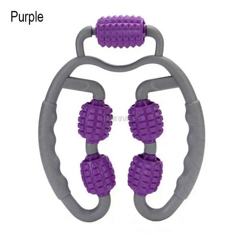 U자형 트리거 포인트 마사지 롤러 360 ° 전신 마사지 도구 팔 다리 목 근육 마사지기 스포츠 피트니스 장비, 보라색