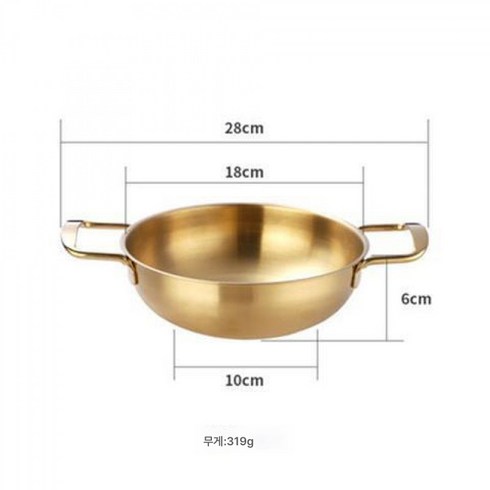 스텐 라면냄비 1인용 샤브샤브 골드양귀건조냄비 전골냄비 가정용 가스찌개냄비 바다신선한 냄비, 18cm 냄비골드, 하나