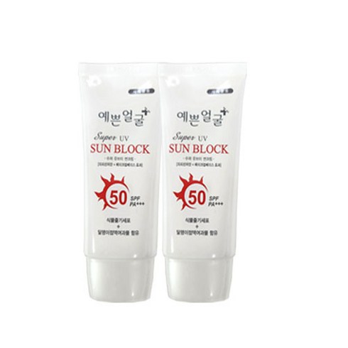 예쁜얼굴 선크림 선블록 SPF50 PA+++ 50ml x 2개, 화이트