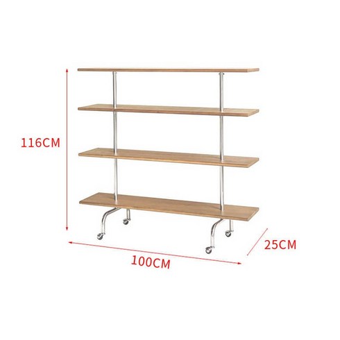 모던 비초에 진열대 모듈선반 경수진 인테리어미드센추리 수납장 디터람스 텍타 선반, 우드 발굽 책장 100*25*116cm 바퀴달림, 4단
