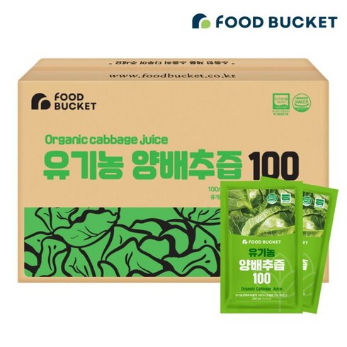 푸드버킷 유기농 양배추즙 100포 실속구성, 100ml, 100개