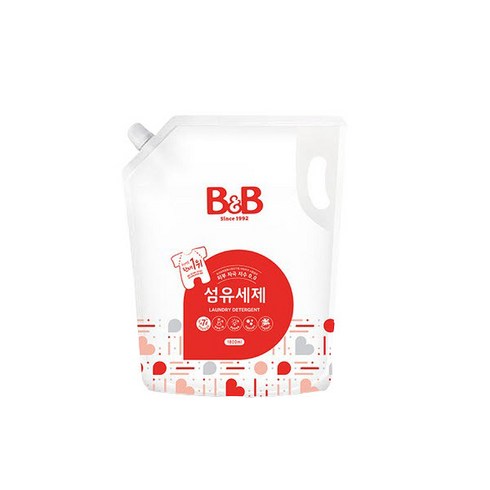 비앤비 유아의류 액상 세탁세제 (캡리필형) 1800mL, 6개