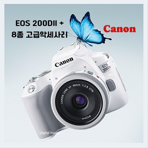 미러리스디카 - 캐논정품 미개봉 새상품 EOS 200D 2 DSLR+18-55mm렌즈+여행용가방 8종풀패키지 캐논카메라, 화이트