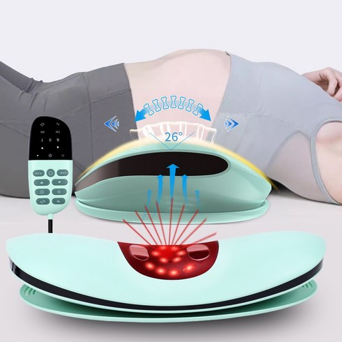 슬룸허리편한케어 - CCAGU 허리 마사지기 저주파 EMS 스트레칭 진동 안마기 공기압 허리베개, 그린