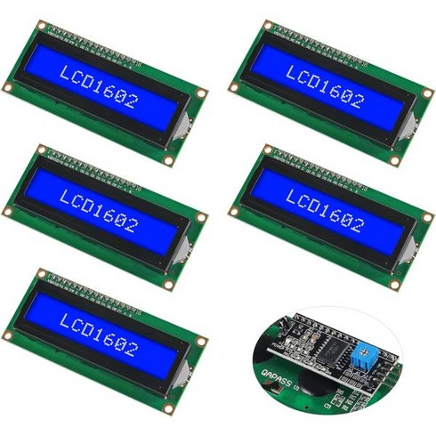 DWEII 5팩 I2C 1602 LCD 디스플레이 모듈 16X2 캐릭터 직렬 블루 스크린 백라이트 라즈베리 파이 아두이노 STM32 R3 MEGA2560과 호환, Blue