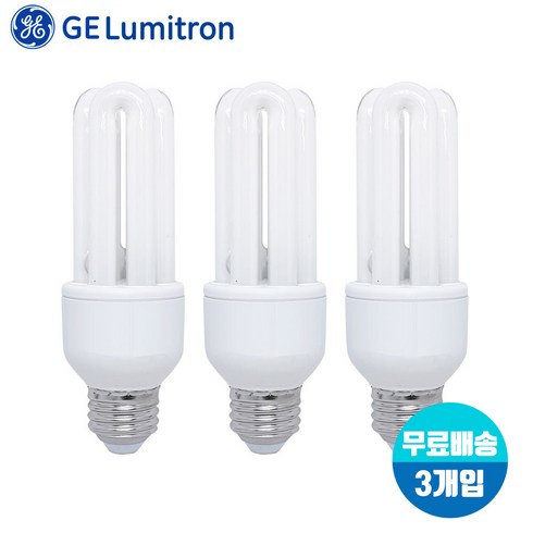 GE루미트론 삼파장 컴팩트 EL 전구 25W E26 램프 X 3개 세트, 주광색(하얀빛)