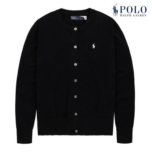 [POLO RALPH LAUREN] 여성 코튼 블렌드 가디건 블랙