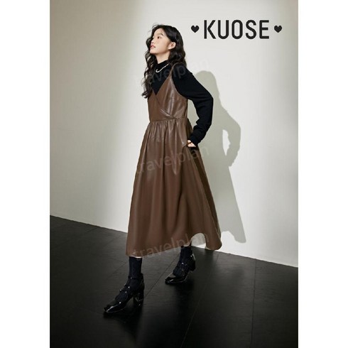 UKC0060182713 - KUOSE 쿠오세스커트 PU 가죽치마 블랙 뷔스티에