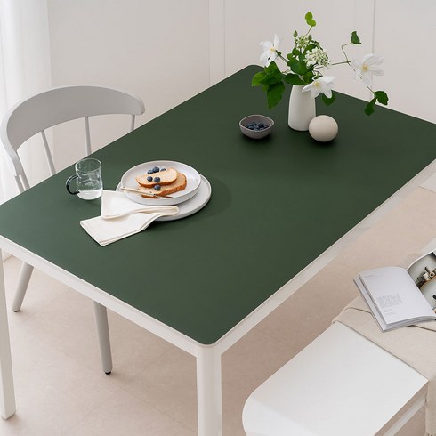 (16colors 11size) 깐깐공주 100% 방수 가죽 식탁보 테이블보, 140x80cm, 양면-1 (Green+Gray), 1개