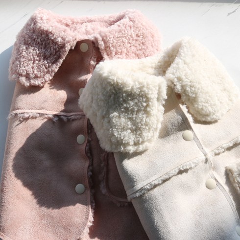 23년 겨울 신제품 [코코아허니] 무스탕 카라 코트 멋지고 세련된 강아지 겨울무스탕, 핑크