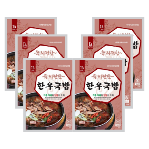 국내산 한우국밥 600g x 6봉 선민식품 얼큰한 소고기 우거지 해장국, 6개