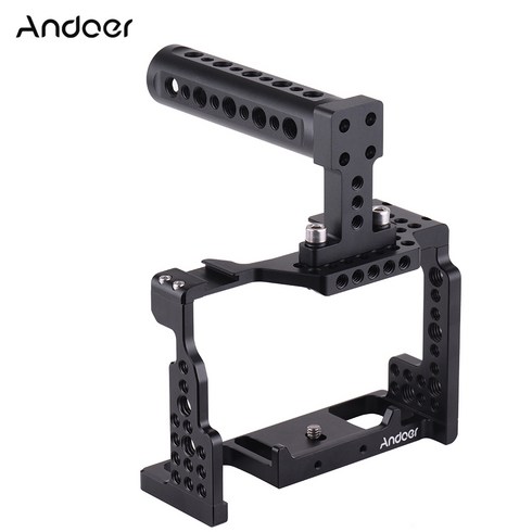 2024년 가성비 최고 소니a7rii - Andoer 카메라 케이지 알루미늄 합금 신발 마운트 소니 A7II / A7III / A7SII / A7M3 / A7RII / A7RIII 카메라, Black Camera Cage & Top Handle, 1개