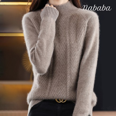 2023년 가성비 최고 고급니트 - 나바바 NK1030 여성 심플 데일리 소프트 반폴라 니트 스웨터
