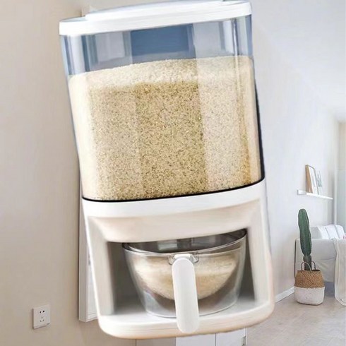 원터치 쌀통 10kg 벌레 안생기는 밀폐 쌀독 잡곡통 계량 쌀 보관통, 투명