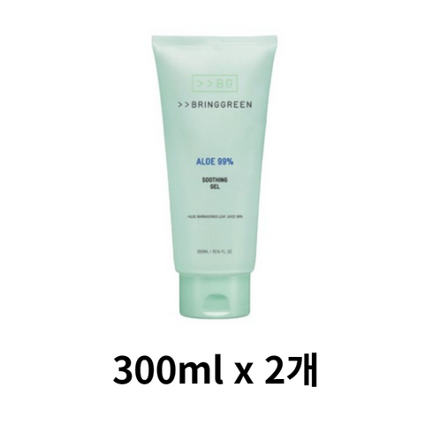 브링그린 알로에 99% 수딩 젤 300ml 2개 BRING GREEN ALOE 99% SOOTING GEL 알로에베라잎즙99% 제주산 수딩진정 시원산뜻마일드한제형