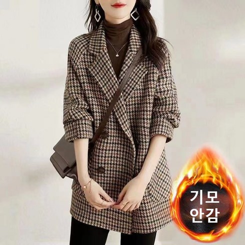 여성 루즈핏 캐주얼 트위드 자켓 하프 코트