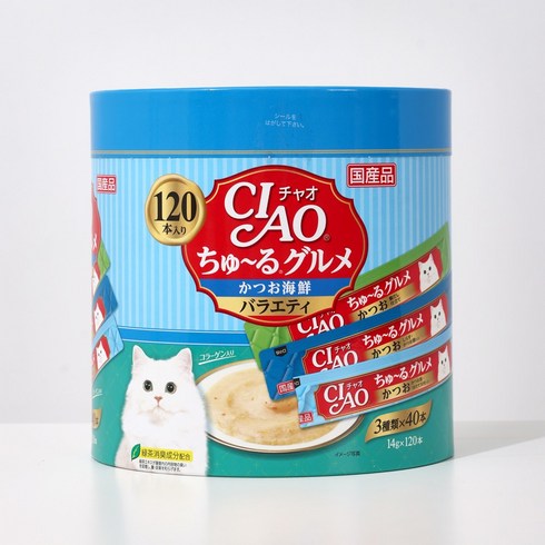 2023년 가성비 최고 츄르 - 이나바 챠오 츄르 고양이 간식 120p, 가다랑어 해산물 버라이어티, 1세트