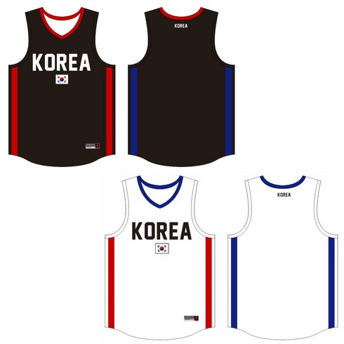 미국국대농구유니폼 - RUCKERPARK 코리아 프라임양면져지 - 경량 리버서블 농구나시 국대 농구유니폼