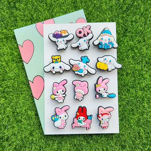 마이멜로디 시나모롤 반반 파츠 세트 (12p) 신발 악세서리