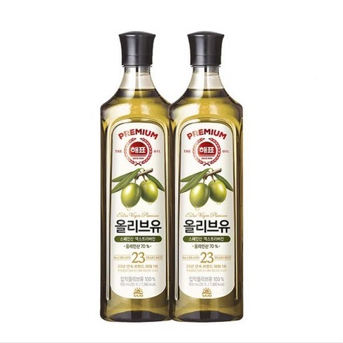 해표 압착 올리브유, 2개, 900ml