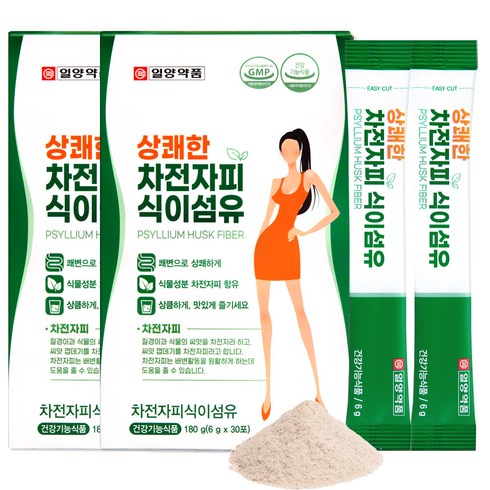 일양 상쾌한 차전자피 식이섬유 쾌변엔 차전자피 분말, 180g, 2개