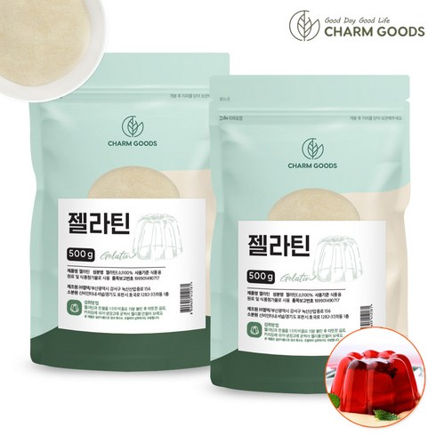 참굿즈 젤라틴분말 500g 2팩 (무지방 섬유성단백질 젤라틴가루), 2개