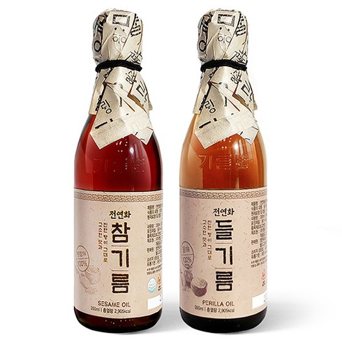 시장쏙 전연화 참기름 350ml + 전연화 들기름 350ml 명절 선물세트 1호, 1세트