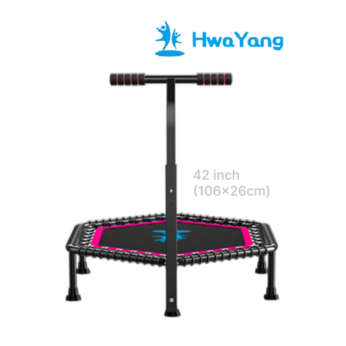 화양스포츠 1인용 대형 성인 가정용 점핑 다이어트 트램폴린 방방이 household trampoline, [TYPE B] 육각형(42inch) - 핑크