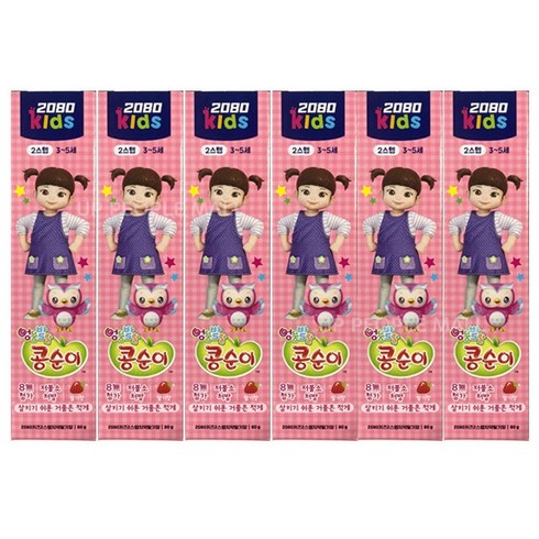2080 키즈 2스텝 치약 콩순이, 80g, 8개