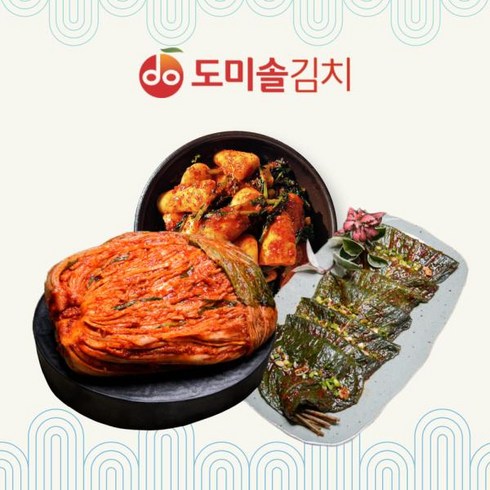 도미솔 포기4.5kg총각김치2kg깻잎김치0.5kg 총10kg - 도미솔 도미솔김치3종세트11kg (포기8+총각2+깻잎1), 1, 1