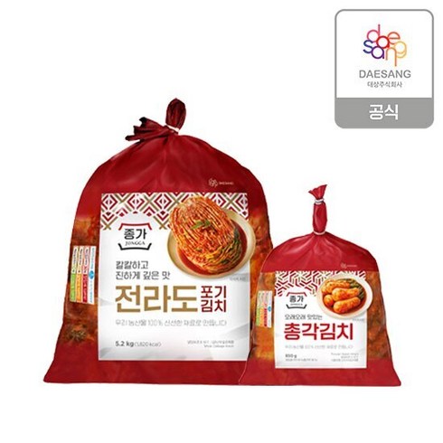 종가집전라도포기김치 - 종가 종가집 전라도식 포기김치 5.2kg + 총각김치 850g, 단품