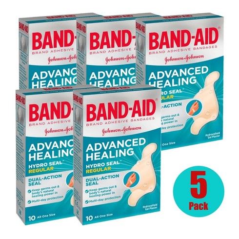 밴드에이드 - BAND-AID ADVANCED HEALING HYDRO SEAL 뉴질랜드 밴드 에이드 어드밴스 힐링 하이드로 실 레귤러 반창고 10개입 5팩, 5개